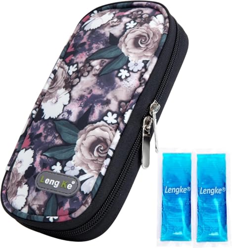 Estojo de viagem para resfriador de insulina Leng Ke, estojo leve para caneta de insulina com 2 pacotes de gelo aprovados pela TSA, estojo de viagem para diabetes para caneta de insulina e