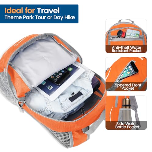 Image of ZOMAKE Ultra Lightweight Packable Backpack 25L, Foldable Hiking Backpacks Water Resistant Small Folding Daypack for Travel(Orange)