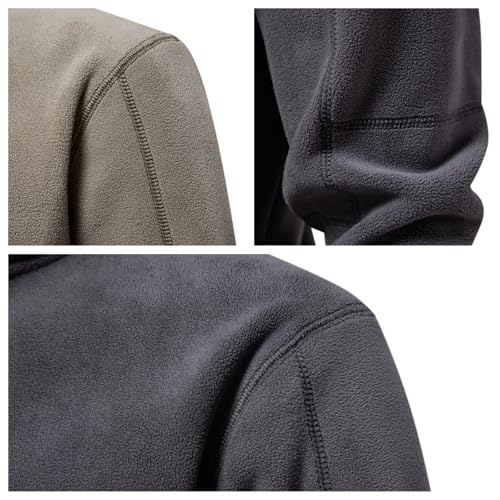 Men's Polar Fleece Stand Collar Half Zip Long Sleeve Pullover, Quarter Zip Long Sleeve Winter Warm Pullover Sweater3