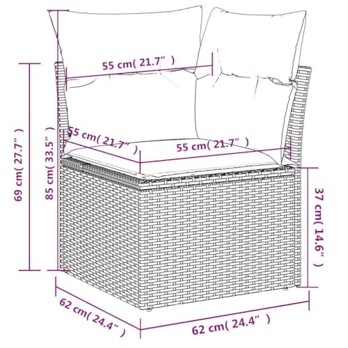 vidaXL Garten Ecksofa mit Kissen, Outdoor Sofa mit abnehmbarem waschbarem Bezug, Gartensofa mit Staufach unter Sitzfläche, Gartencouch Gartenmöbel, Grau Poly Rattan