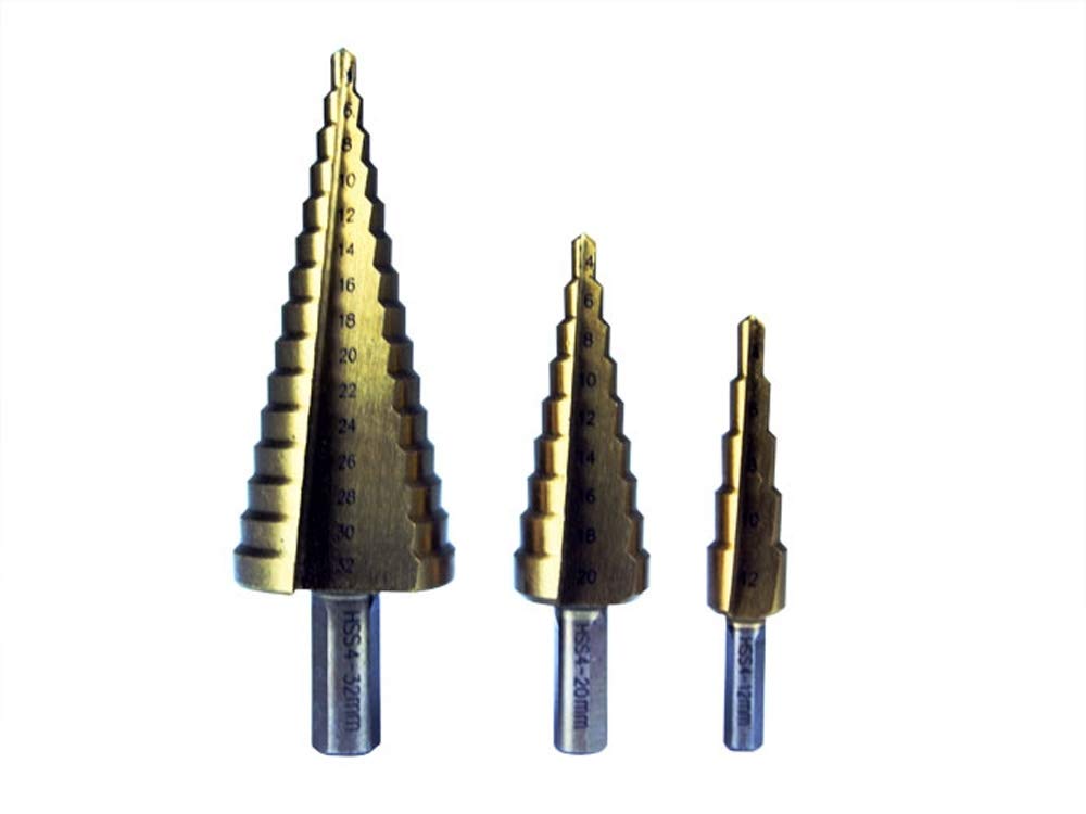 BGS 1624 Stufenbohrer-Satz 3-tlg. Titannitriert – 4–30 Mm HSS-Konusbohrer Für Blech & Kunststoff