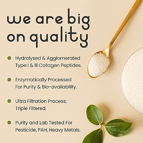 Bovine Collagen Peptides Powder 500g - 50 Servings - 100% Pure, Hydrolysed, Type 1 & 3-19 Amino Acids - High Levels of All 8 Essential Amino Acids & BCAAs - Halal & Kosher - Made in UK by VitaBright