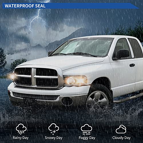 Image of OEDRO Switchback Turn Signal & LED DRL Headlights Headlamps Compatible with 2002 2003 2004 2005 Dodge Ram 1500 /03 04 05 Dodge Ram 2500 3500 Pickup Black Housing Clear Reflector Clear Lens