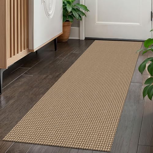 KOZYFLY Boho Runners for Hallways 2x5 ft Washable Kitchen Runner Non Slip Rubber Backed Hall Runners Cotton Entryway Runner Rugs Floor Carpet for Indoor Backdoor Bedroom Kitchen, Tan/Orange/Brown