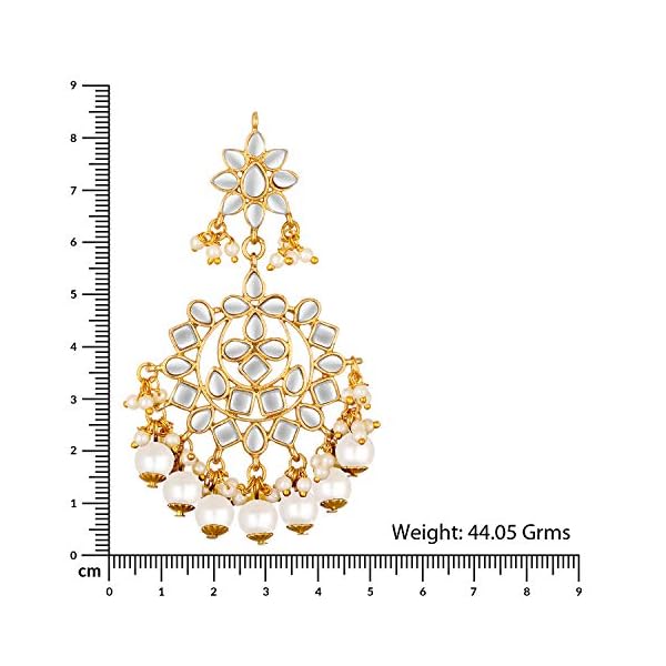 Peora Kundan Pearl Studded Ethnic Chandbali Earrings Gift for Women - Image 6