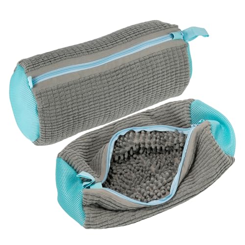 NESTIP Schuhwaschbeutel Waschmaschine 2 Stück 39x19cm Grau Anti-Verformung Sneaker Wäschenetz mit 360 Reinigungsflusen Wiederverwendbar Wäschesack Schuhe für Waschmaschine und Trockner