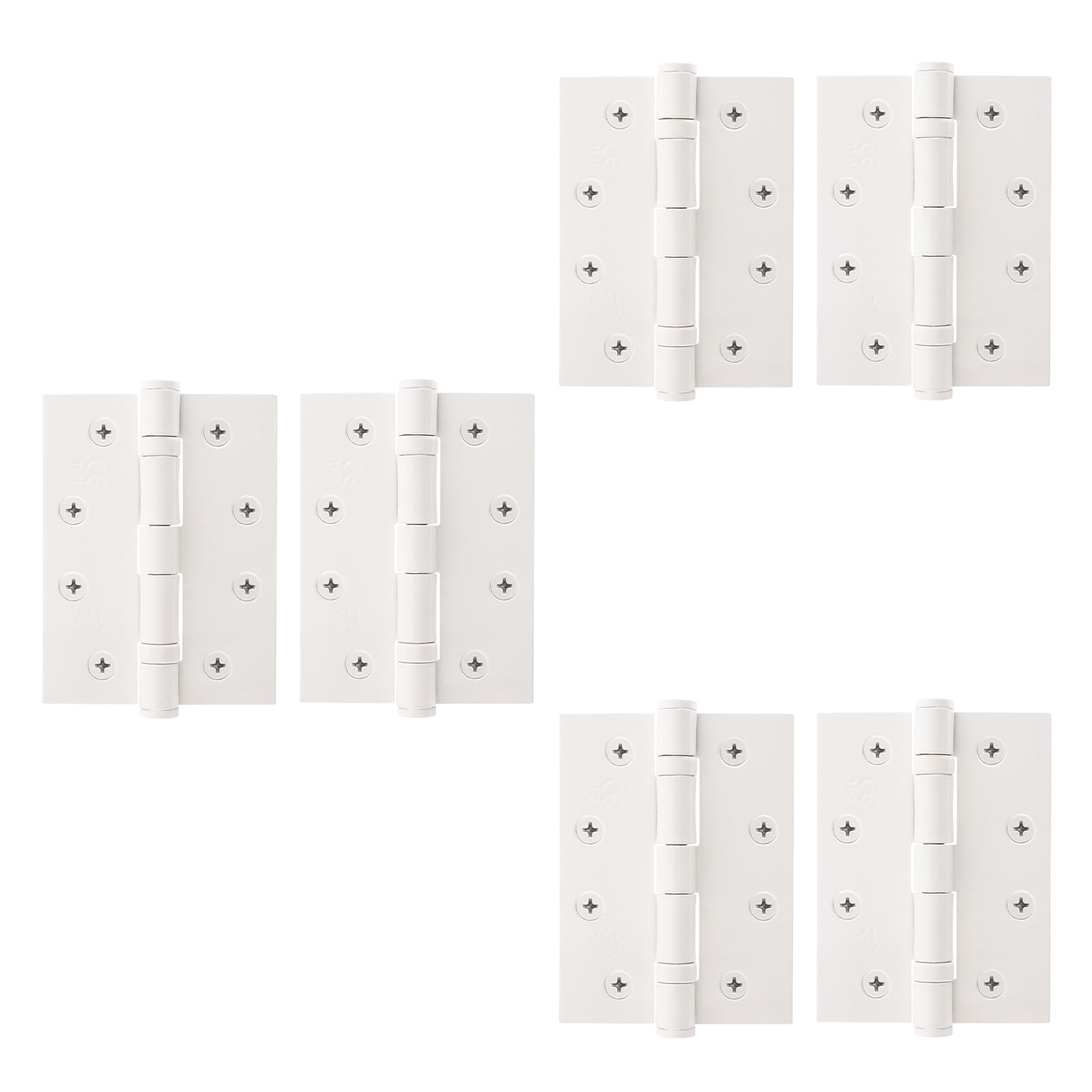 EAI White Door Hinges | 4 Inch / 102mm White Internal Fire Door Hinges | 3 Pairs