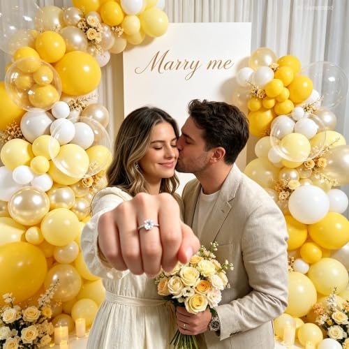Image of Yellow Balloon Arch Kit, Sand White,Clear Balloons,129 Pcs