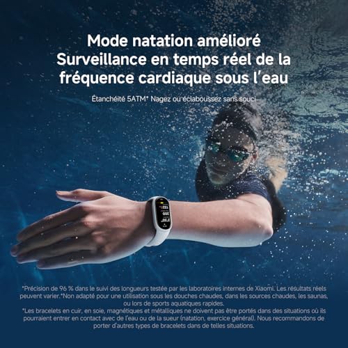 Xiaomi Smart Band 10, Montre Connectée, Boîtier alu, Suivi d'Activité, Écran AMOLED 1.72'', Autonomie 21 Jours, Charge Rapide, Suivi santé & sommeil,150+ sports, iOS & Android, 5 ATM, Boussole