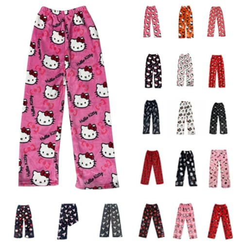 Chnnamzu Pantalon Pyjama Femme Homme Enfant - Flanelle Bas de Pyjama Polaire Chaud Doux et Confort Anime Cartoon Y2K Kawaii Décontracté la Maison Loungewear Pants
