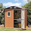 Canovire 6x4FT Outdoor Storage Shed, Metal Garden Shed with Updated Frame Structure, Lockable Door and Window, Large Tool Shed for Backyard, Patio,Lawn,Utility & Bike Storage