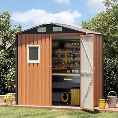 Canovire 6x4FT Outdoor Storage Shed, Metal Garden Shed with Updated Frame Structure, Lockable Door and Window, Large Tool Shed for Backyard, Patio,Lawn,Utility & Bike Storage