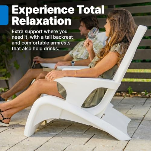 Step2 Vero Adirondack Chair, Stylish Poolside Lounger, Fade-Resistant, Waterproof Patio Furniture for Sun Shelf, Use in Pools up to 9-Inches of Water, Weighted, White by Step2 - Image 5