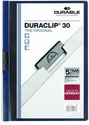 Durable Report Cover with DURACLIP, Letter-Size, Holds Up to 30 Pages, Clear Cover/Navy Blue, 25 per Box (220328BX)