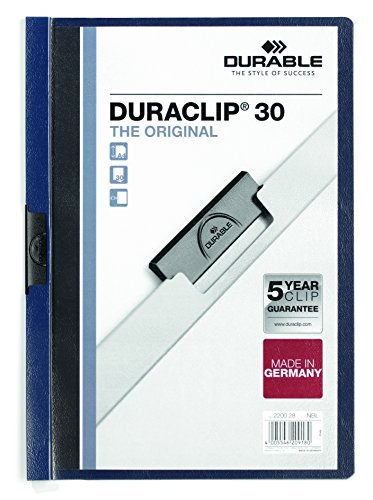 Durable Report Cover With Duraclip, Letter-Size, Holds Up To 30 Pages, Clear Cover/Navy Blue, 25 Per Box (220328Bx) #TOP28