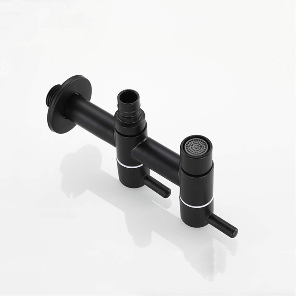 Rubinetto per lavatrice in acciaio inossidabile 304 nero da 2,5 cm 2 out doppio rubinetto da giardino rubinetto durevole e resistente alla ruggine perfetto per lavanderia e giardinaggio