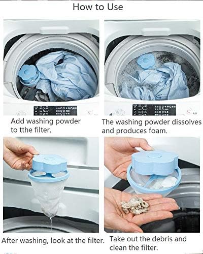 Pet1997 4PC Washing Machine Universal Float, Filter Bag Laundry Ball, Floating Pet Fur Catcher Filtering Hair Removal Device Wool Cleaning Supplies (2Pink + 2Blue)