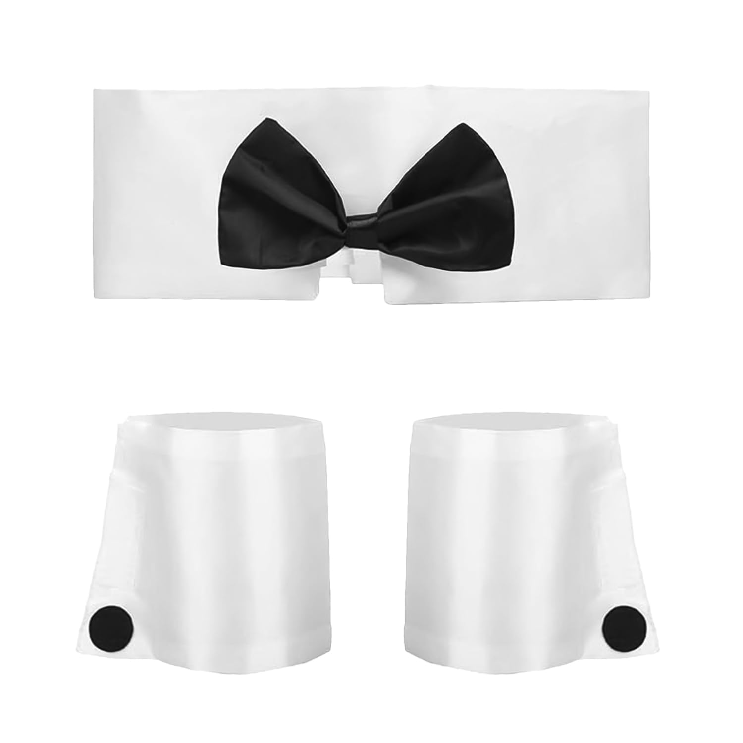 DVOFU 3Pieces Bunny Costume Accessory Set Black and White Bow Tie Cuffs Women Fancy Dress Party Accessories for Halloween Costume Adults Kids