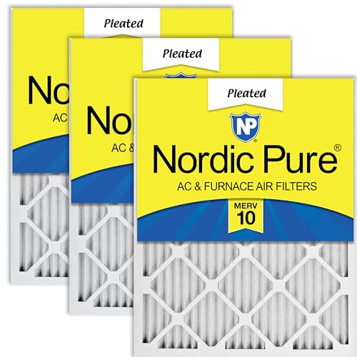 Image of Nordic Pure 20x25x1 Pleated MERV 10 Air Filters 3 Pack | Actual Size: 19 1 /2 x 24 1 /2 x 3 /4 Made in USA, Advanced HVAC Filtration, Mid-Sized Airborne Particles & Pet Dander