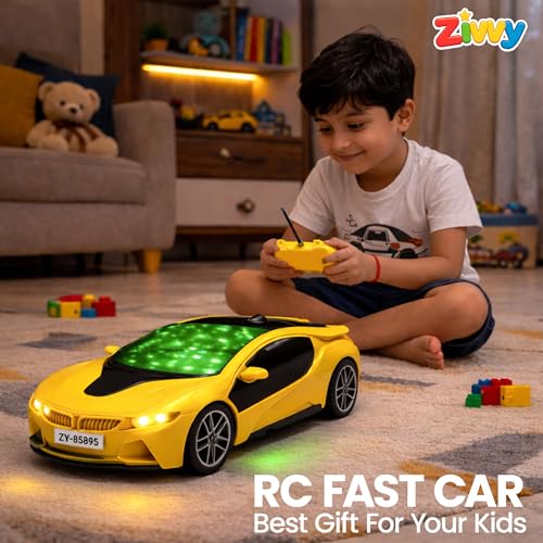 Image of Remote Control Car Toy, RC Racing Vehicle for Children, High Speed, 3D LED Light Car, Kids Battery Car, RC for Boys & Girls Age 3+, Toys for Kids, Birthday Gift for Boys and Girls, Random Color