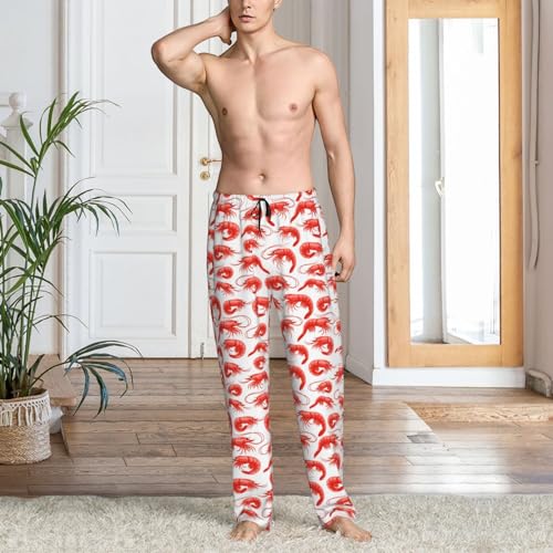 Vosery Mens Pajama Pants Bottoms With Pockets- Shrimp No.9053 Soft Men Lounge Pants, Comfy Mens Pj Pants2