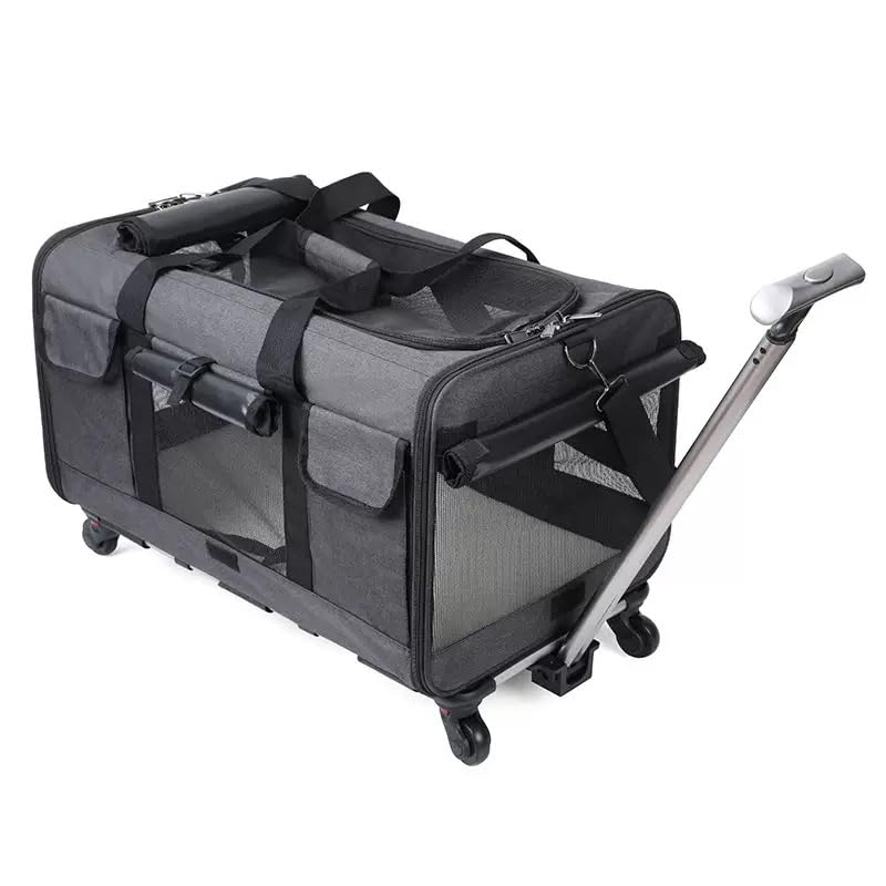 Sac de transport pour chat chariot pliable à poignée télescopique et caisse de transport grand chien