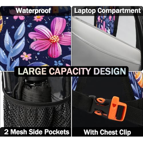 Easter Eggs Clear Backpack for Stadium Events, Green Eucalyptus Waterproof Clear Bag for Women Men Adult Sport Work Daily Music Festival and Concerts3