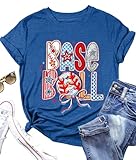 HQP Baseball Shirt Women Baseball Mom Shirts Game Day T-Shirt Baseball Graphic Tees Casual Short Sleeve Tee...