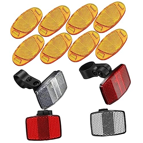 HEMOTON 1 Set Bike Reflectors Front Handlebar Rear Wheel Reflectors Safety Bike Lights for Night Riding