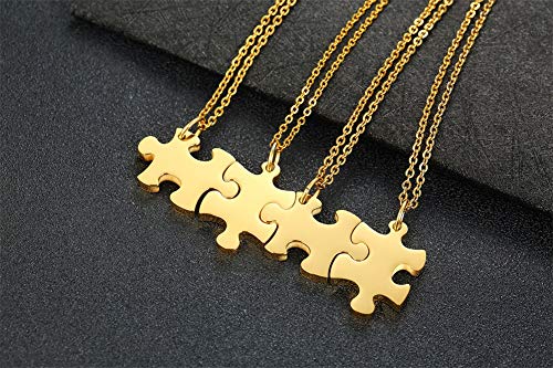 Stainless Steel Personalized Name Puzzle Piece Necklace for 2/3/4/5/6 BFF Best Friend Connected Stitching Necklace Friendship Jewelry Customized Family Jewelry3