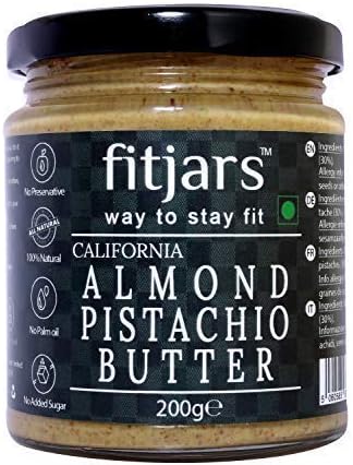 FITJARS California Badam Almond Butter with Pistachio Butter,-200 G Nut butter,Crunchy butter,Immuntiy booster