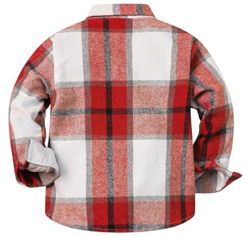 Image of Cromoncent Mens Boys Thick Flannel Shirt Long Sleeve Shirt Jacket Casual Button Down Multi Pockets Shacket