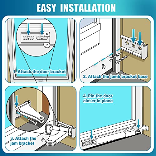 Dreyoo Storm Door Closer Kit Compatible With Andersen/Emco/Larson/40201, Screen Door Closer Replacement Parts With Brackets, Mounting Screws And Pins (Black) #TOP3