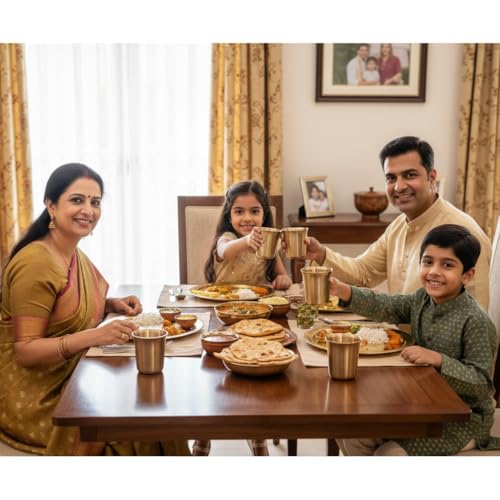 Image of Blessing Art Pure Kansa Bronze Glass /Tumbler in Matte Finish -1 Piece, 200 Ml, Gold- Handcrafted Ayurvedic Drinking Cup | Enhances Health & Digestion | Traditional Indian Drinkware for Daily Use |
