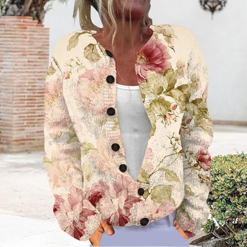 Women's Floral Print Cardigans Boho Sweater Cute Button Down Coatigan Long Sleeve Lightweight Open Front Knit Cardigan3