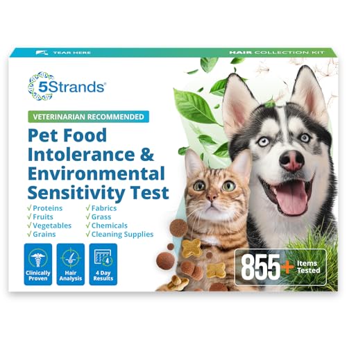 5Strands Pet Food Intolerance & Environmental Sensitivity Test, at Home Gut Health Test for Dogs & Cats, 857 Items Tested, Pet Health Check, Results in 4 Days, for All Ages and Breeds