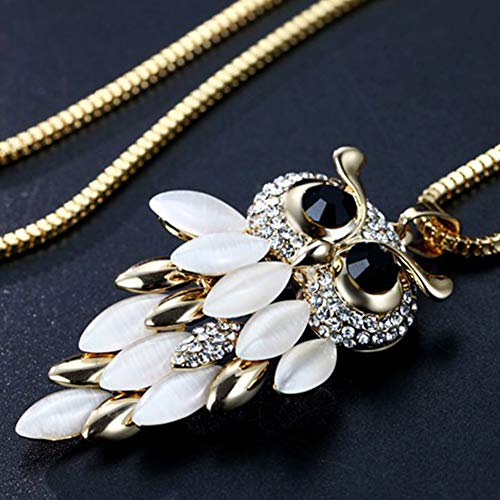 Ailiessy Dainty Crystal Owl Necklace Long Sweater Chain Rhinestone Owl Bird Necklace Pendant for Women4