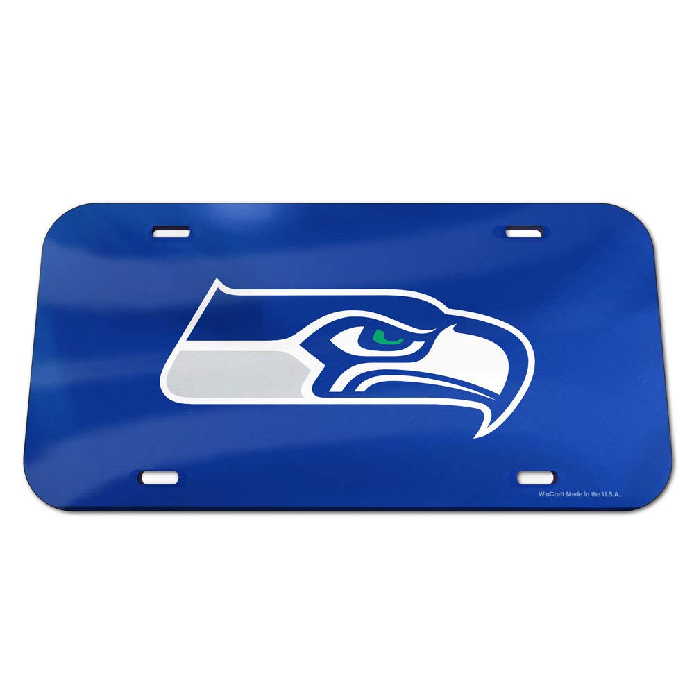 WinCraft NFL Seattle Seahawks Crystal Mirror Logo License Plate, Team Color, One Size