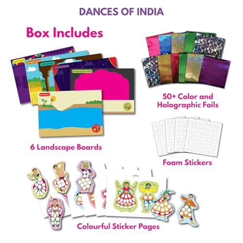 Image of SparkLPlay DIY Craft Kit for Kids - Foil Fun. Arts and Crafts. Dances Theme Activity Set | Toys for Kids Ages 4-9 | Mess Free Creative Activities.