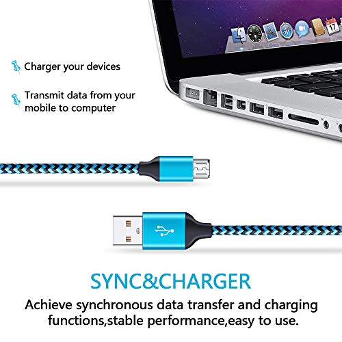 Micro Usb Cable, Fivebox 3Pack 6Ft Android Charging Cable Fast Nylon Braided Micro Usb Charger Phone Cord Compatible Samsung Galaxy J3 J7 A6 S6 S7 Edge, Lg Stylo 2/3 G3 G4 K30 K20 Plus, Android Tablet #TOP4