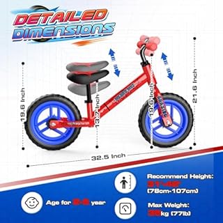 Braxel 12" Kids' Balance Bikes for 2 3 4 5 Year Old, Lightweight Magnesium Alloy No Pedal Balance Bike Training Bicycle 1-5 Year Old Boys First Bike Toddler Toys for 2 3 4 5 6 Year Old Boys