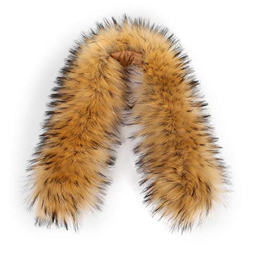 Faux Fur Trim for Hood Replacement Detachable Fur Hood Trim of Winter Coat Unisex(Raccoon-75)