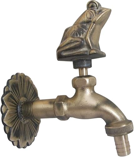 Grifo decorativo de jardín al aire libre retro latón manguera de agua grifo montado en la pared para manguera de 12 "pulgadas, rana