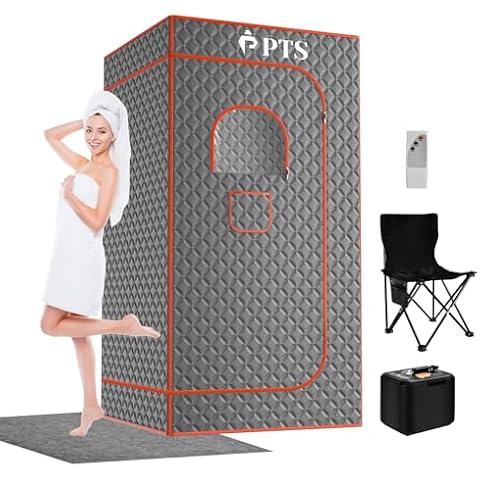 PTS Portable Steam Sauna Box - Thicken Cotton Personal Home Spa Sauna Tent with 3L 110V Steam Generator, 71'' x 36'' x 36'' Full Size Home Sauna Kits for Indoor Use, Gym, Pilates, Hot Tub Cover