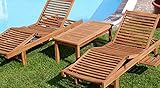 ASS 2X Hochwertige Teak Sonnenliege Gartenliege Strandliege Liegestuhl Holzliege Holz sehr robust - 6