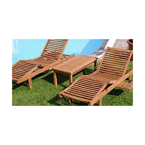 Teak Sonnenliegen-Set Cozy mit Beistelltisch