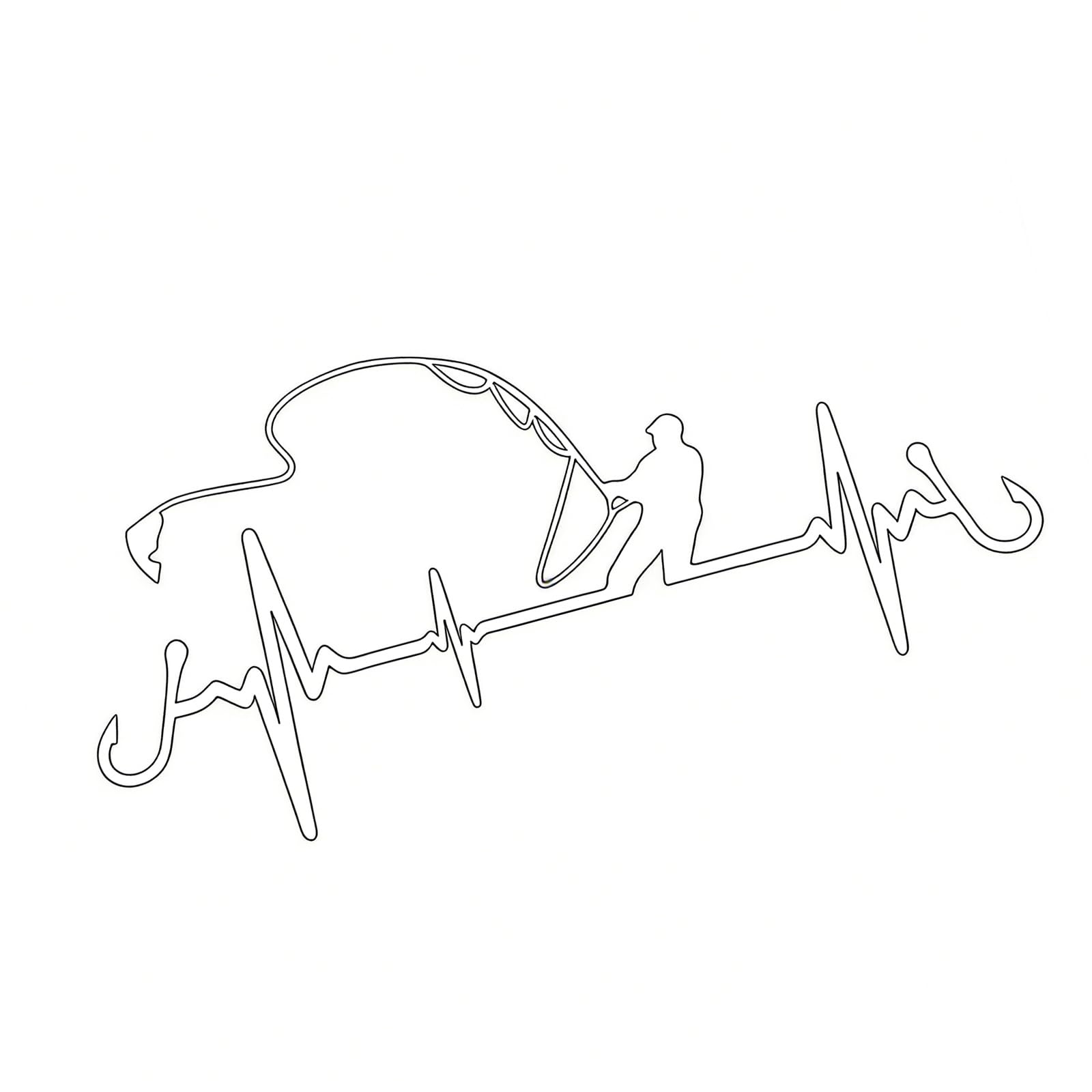 Easy Applying 3 Color Fishing Heartbeat Print Sticker for Scooter Fairing Easy Applying Fishing Heartbeat Print Vinyls Decal for Scooter Front Fairing and Automobile Window