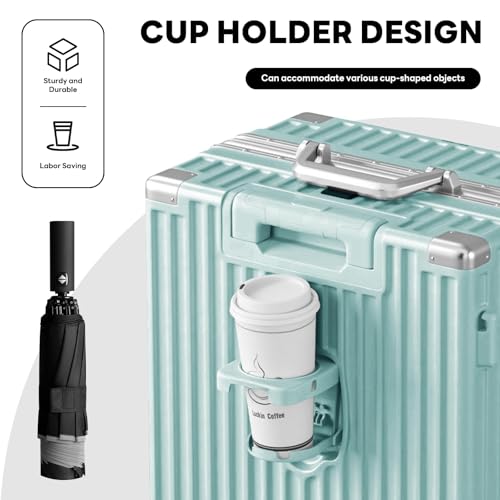Aluminum Frame Carry-On Luggage with TSA Lock, Zipperless Design, Cup Holder & Charger, 360° Rotatable, Airline-Approved Suitcase for Men and Women (Mint green, 20in)4