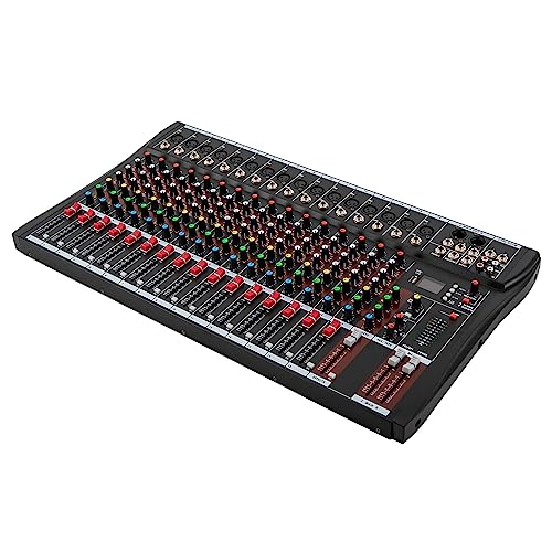 RocoReny 16 Channel Mixer Sound Board Console, Professional Studio DJ Audio Sound Mixer Console with Bluetooth USB, Ultra Low Noise KTV Adjust Music Atmosphere (16 Channel)