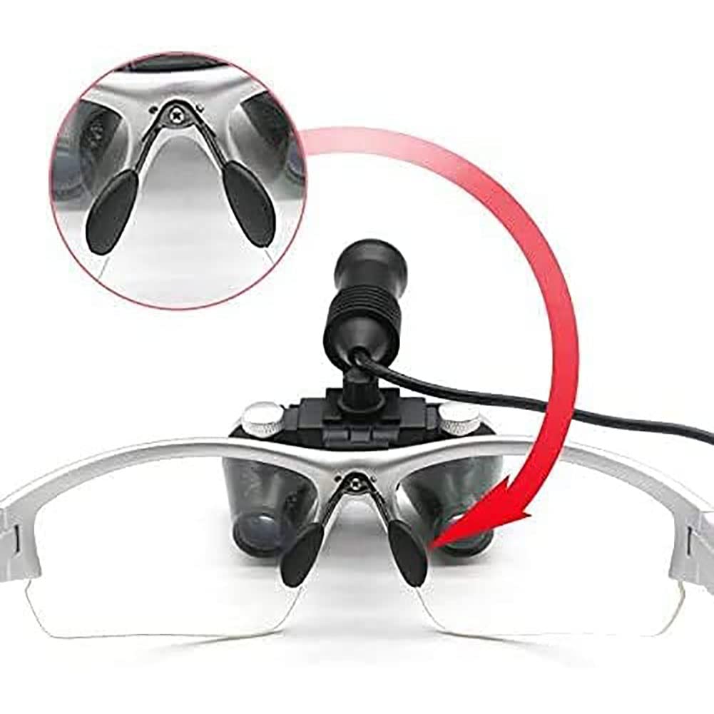 3,5X Lupenbrille Mit Licht Chirurgie Dental Binokularlupen, Beleuchtete Kopflupe, Lupe Lupenbrille Für Enges Arbeiten Mit Praktischer Tragetasche Handy(Color:Silver)